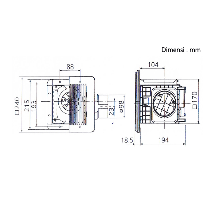 KDK Exhaust Fan Sirrocco - 17CDQNA